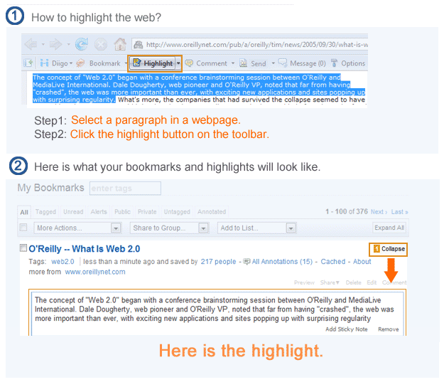 Know how to add bookmarks with Diigo Toolbar.