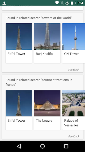 Nouvelle fonctionnalités Mobile Google Search : Found in Related Searches