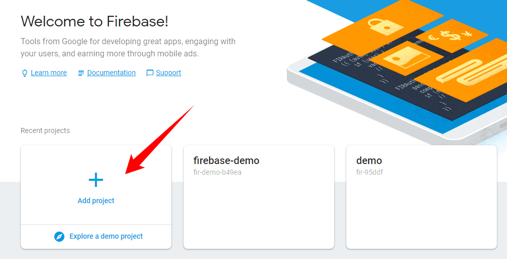 Firebase add project